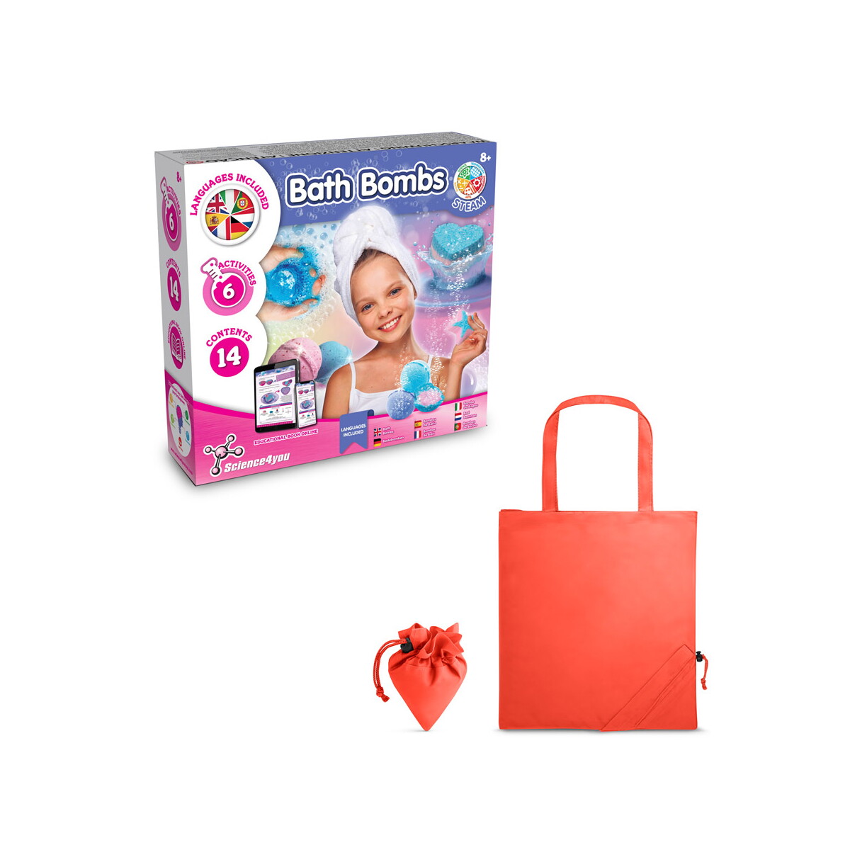 Bath Bombs Kit V. Gra edukacyjna dostarczany ze składaną torbą prezentową 190T - Czerwoną 35841_105