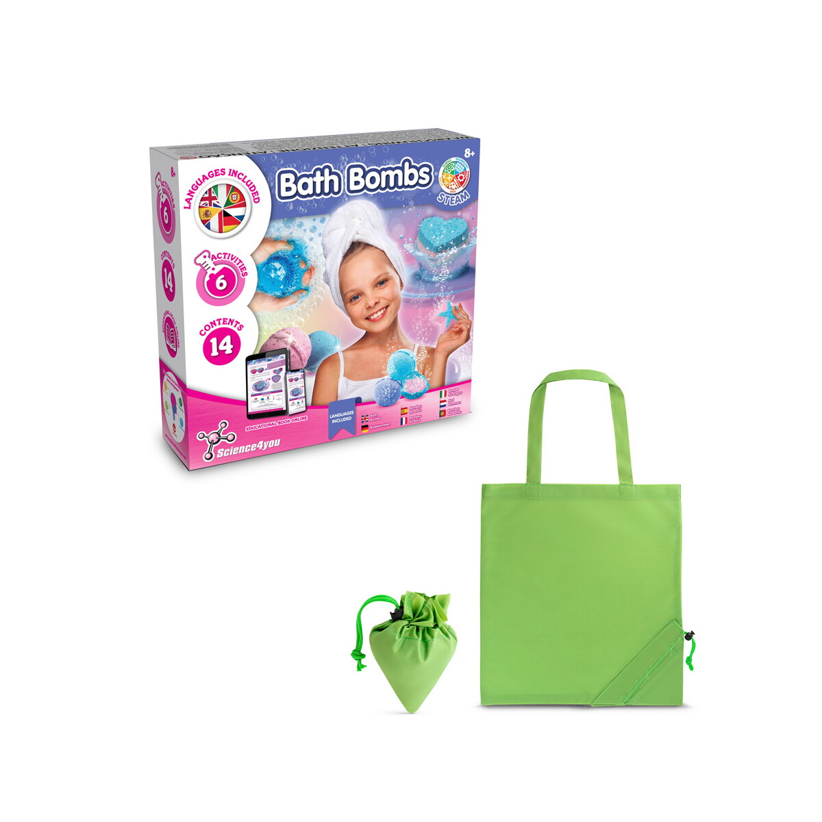 Bath Bombs Kit V. Gra edukacyjna dostarczany ze składaną torbą prezentową 190T - Jasno zielona 35841_119