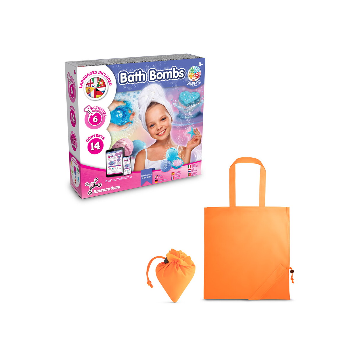 Bath Bombs Kit V. Gra edukacyjna dostarczany ze składaną torbą prezentową 190T - pomarańczową 35841_128