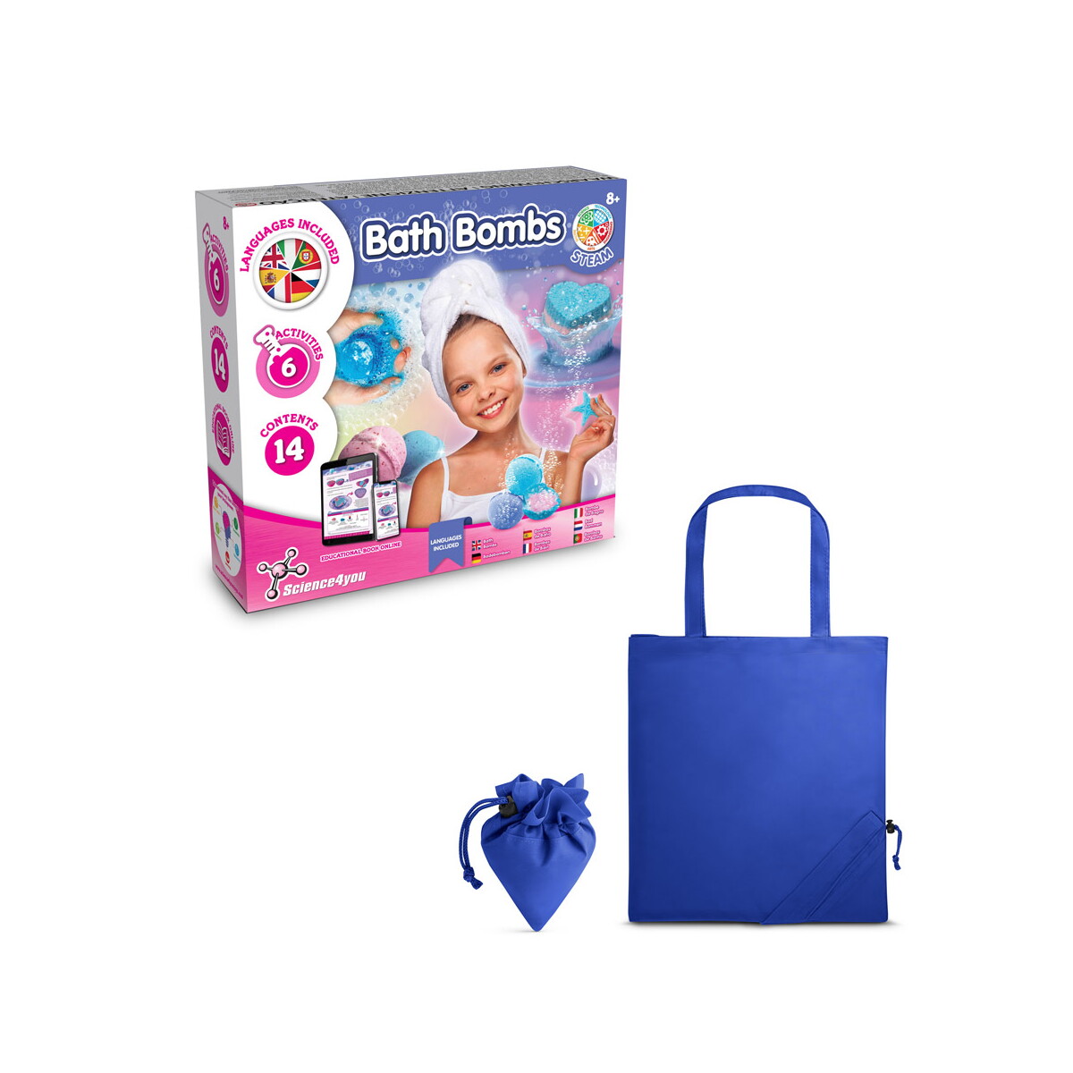 Bath Bombs Kit V. Gra edukacyjna dostarczany ze składaną torbą prezentową 190T - Szafirową 35841_114