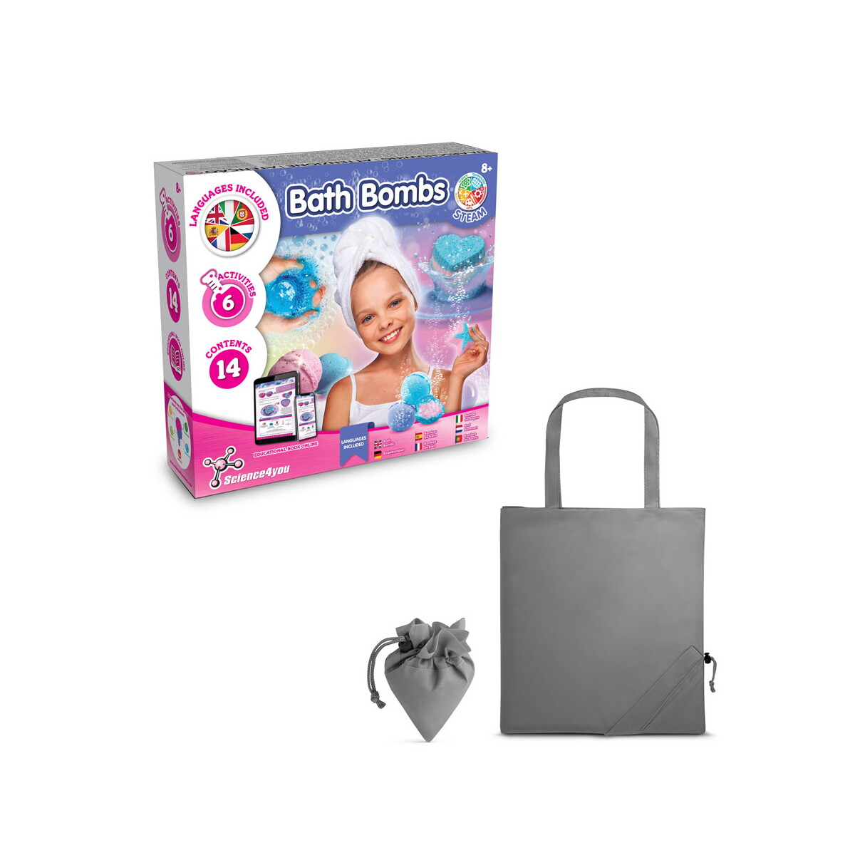 Bath Bombs Kit V. Gra edukacyjna dostarczany ze składaną torbą prezentową 190T - Szara 35841_113