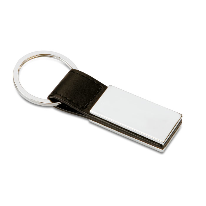 Brelok z PU, kwadrat RECTANGLO - czarny kc6788-03