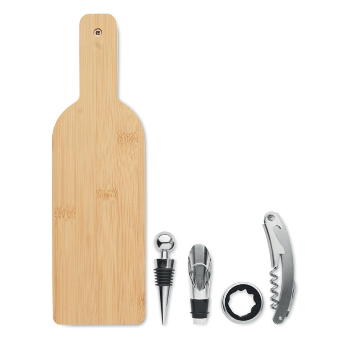 Zestaw w kształcie butelki VINOVAULT SET - drewniany mo2381-40