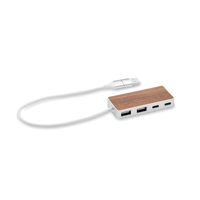 Hub USB 4 porty 27,5 cm UBAH - drewniany mo2387-40