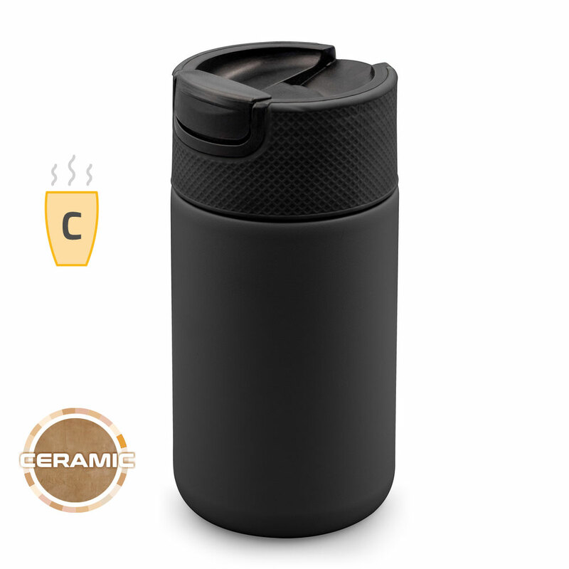 Kubek termiczny 400 ml Air Gifts z ceramiką | Nabila - czarny VA050-03_AAA00
