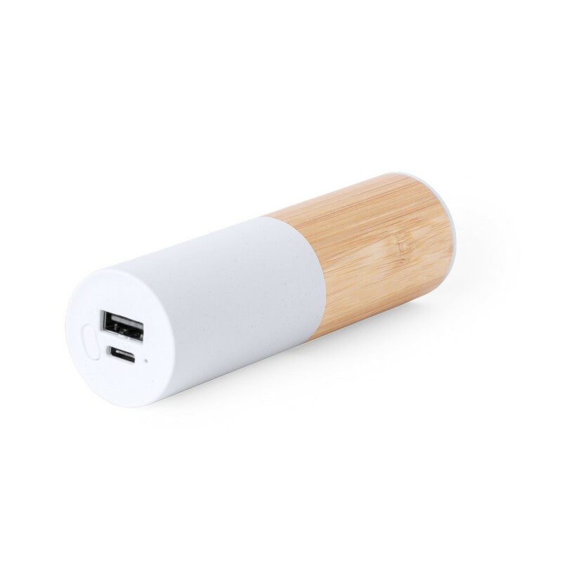 Power bank 4500 mAh z bambusa i słomy pszenicznej - biały V2009-02_AAA01