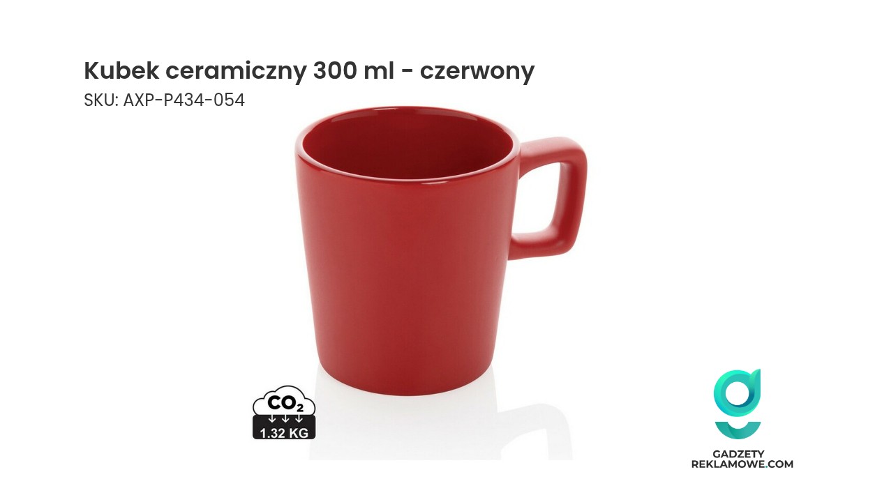 Czerwony kubek ceramiczny o pojemności 300 ml