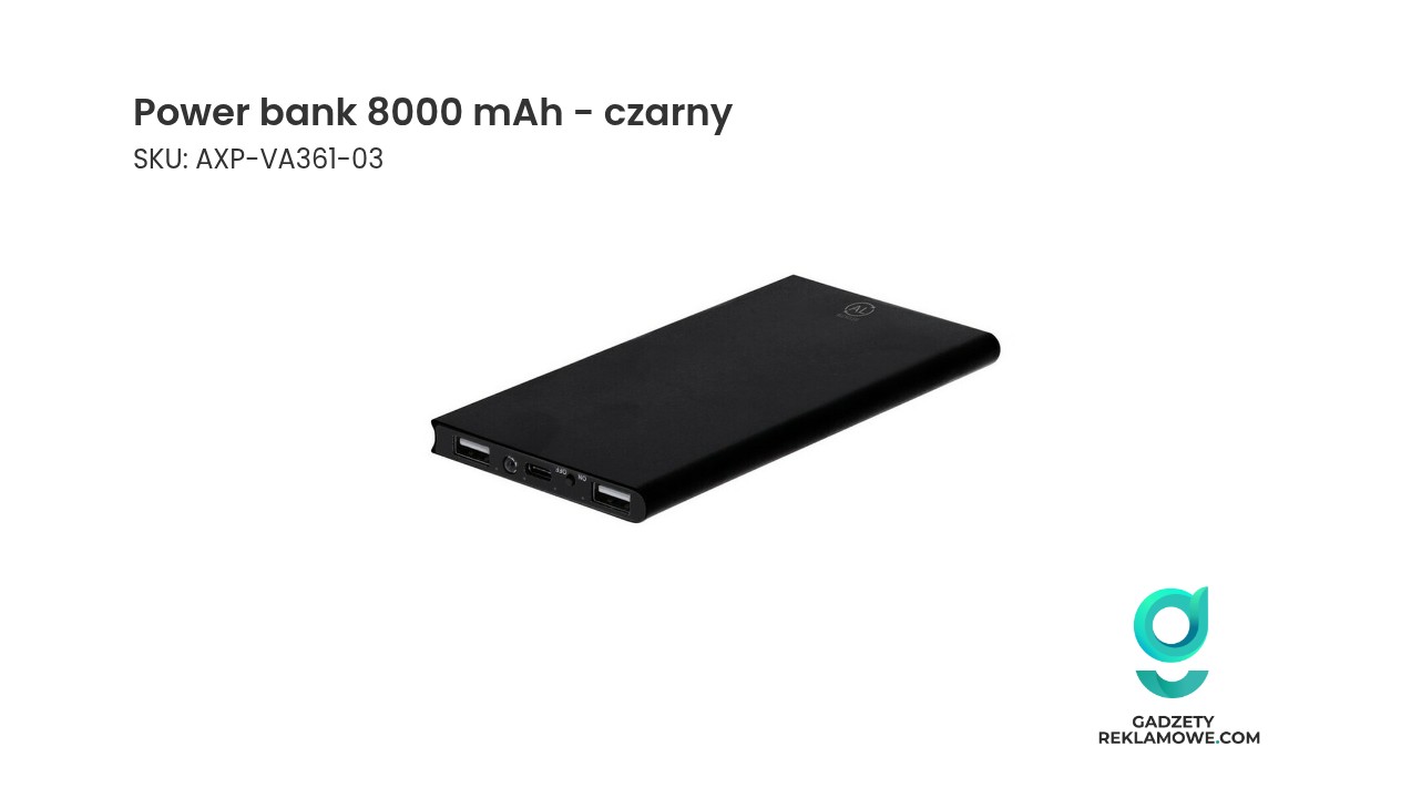 Power bank 8000 mAh w kolorze czarnym