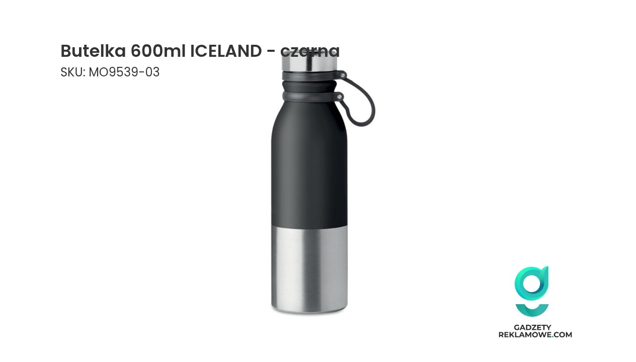 Butelka 600ml ICELAND w kolorze czarnym