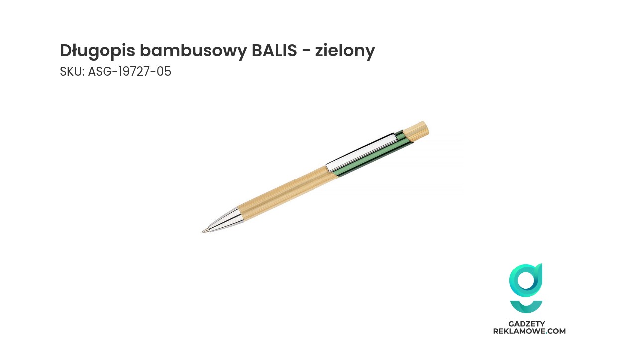 Długopis bambusowy BALIS w kolorze zielonym