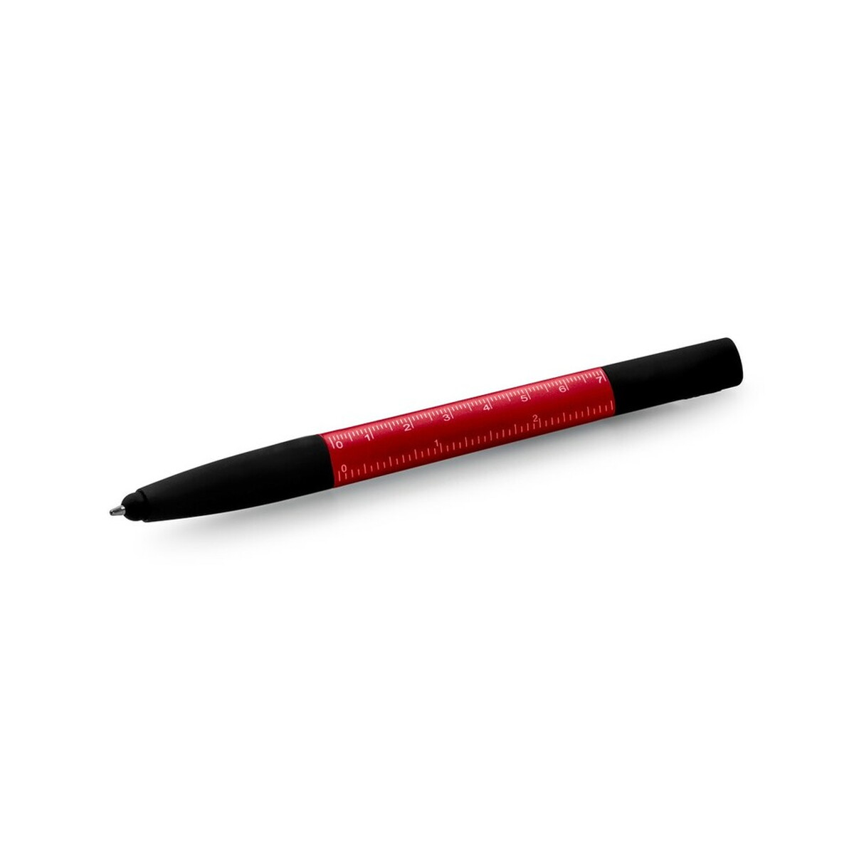 Długopis wielofunkcyjny, czyścik do ekranu, linijka, stojak na telefon, touch pen, śrubokręty - czerwony V1849-05_AAA01