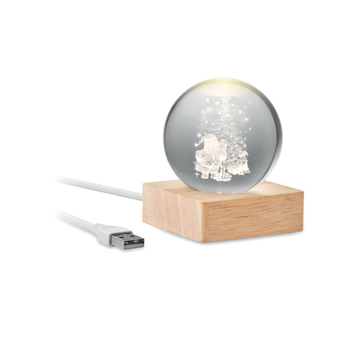 Świąteczna owa kula LED SANTA LIGHT - drewniana cx1541-40