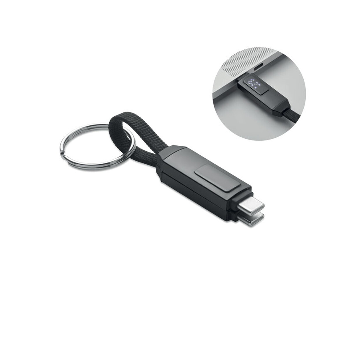 Brelok z kablem 60W KEYSTO - czarny mo2682-03