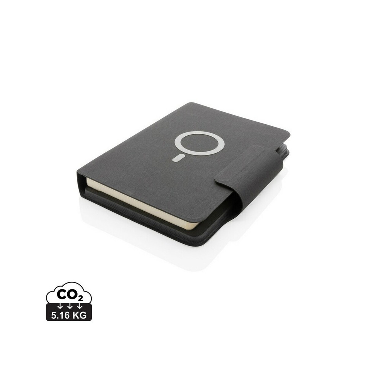 Teczka konferencyjna, notatnik A5, ładowarka bezprzewodowa, power bank 8000 mAh - czarna P774.312_S_0