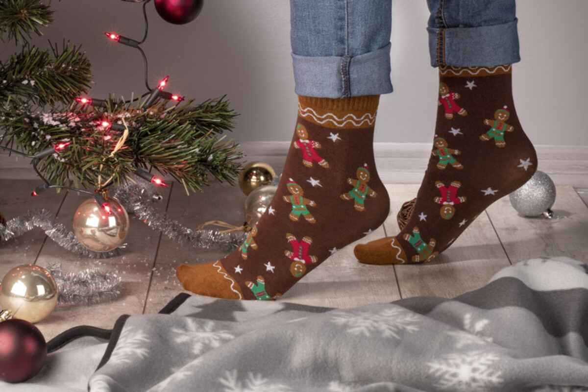 Gadżety świąteczne z logo – zestaw skarpet feliz – brązowe 08122-09_n Zestaw skarpet FELIZ - brązowe 08122-09_n