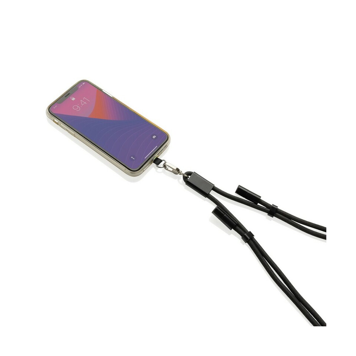 Kable USB z logo – kabel do ładowania, smycz do telefonu loopamp – czarna P302.5301__B_5 Kabel do ładowania, smycz do telefonu LoopAmp - czarna P302.5301__B_5