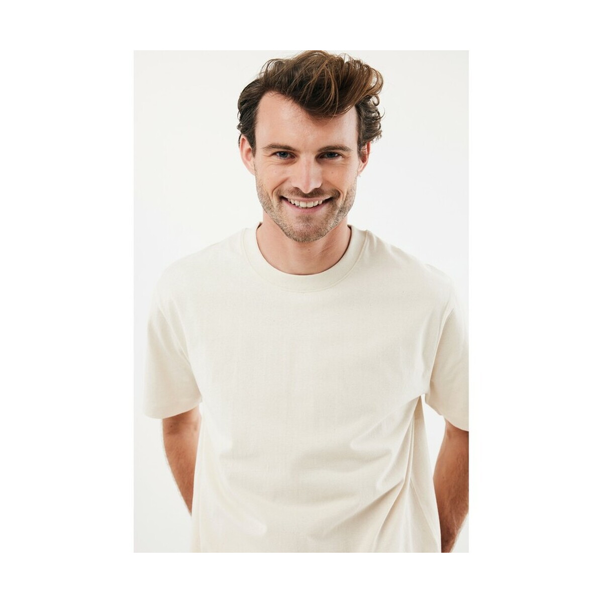 Koszulki z logo – koszulka iqoniq nikko, bawełna z recyklingu – naturalna T9106.018__F_254 Koszulka Iqoniq Nikko, bawełna z recyklingu - naturalna T9106.018__F_254