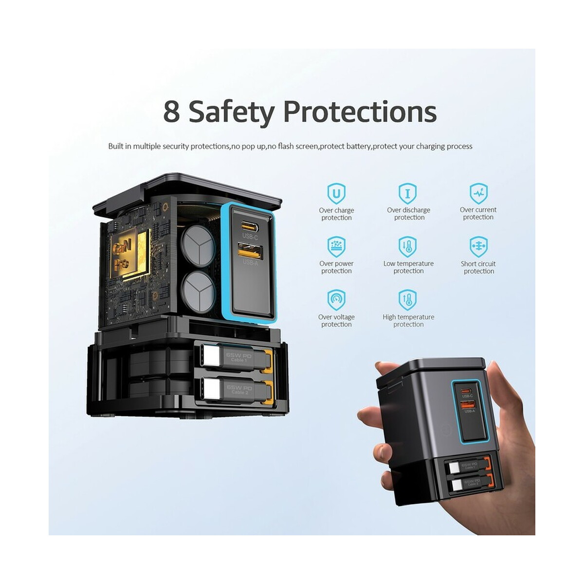 Ładowarki z logo – ładowarka ścienna 105w urban vitamin sacramento – szara P309.5402__B_17 Ładowarka ścienna 105W Urban Vitamin Sacramento - szara P309.5402__B_17