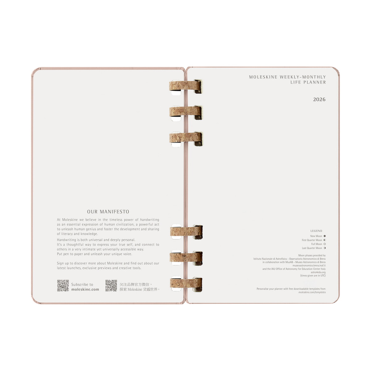 Notatniki z logo – spiralny kalendarz moleskine – beżowy VM890.2026-20_INS02 Spiralny kalendarz MOLESKINE - beżowy VM890.2026-20_INS02