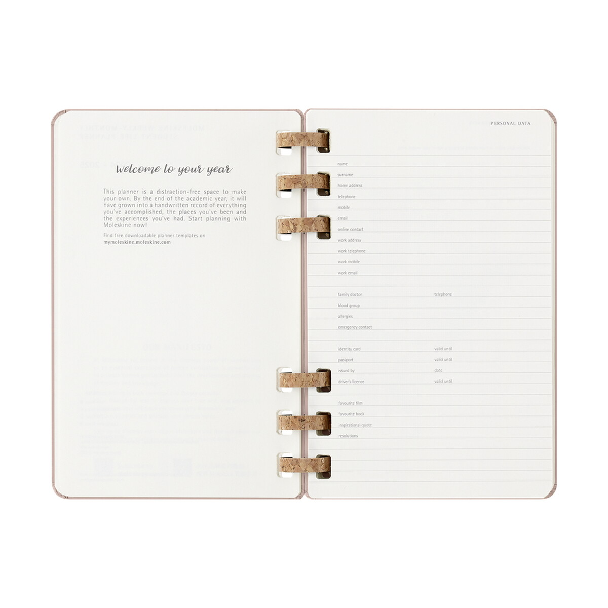 Notatniki z logo – spiralny kalendarz moleskine – beżowy VM890.2026-20_INS03 Spiralny kalendarz MOLESKINE - beżowy VM890.2026-20_INS03