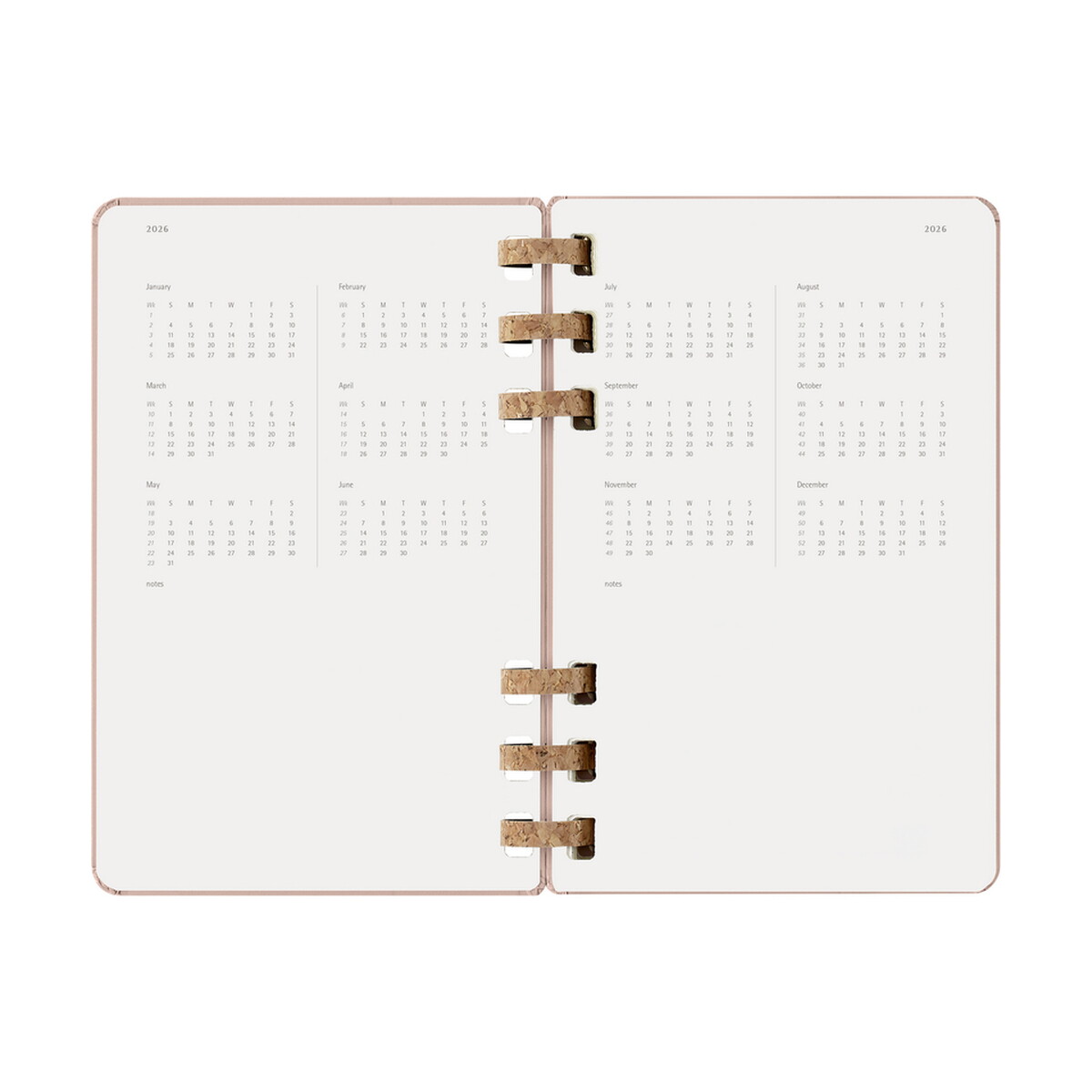 Notatniki z logo – spiralny kalendarz moleskine – beżowy VM890.2026-20_INS04 Spiralny kalendarz MOLESKINE - beżowy VM890.2026-20_INS04