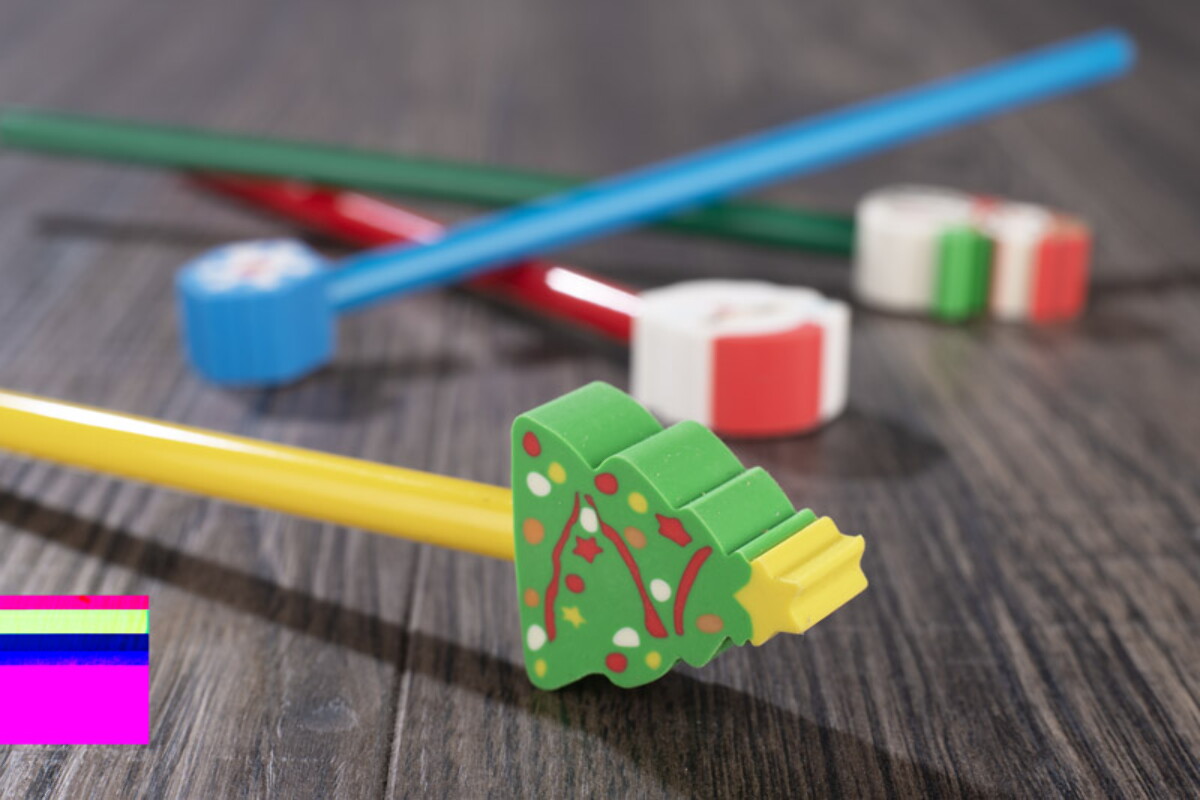 Ołówki z logo – ołówek z gumką christmas – choinka – żółty 19826-12_l OŁÓWEK z gumką CHRISTMAS - Choinka - żółty 19826-12_l