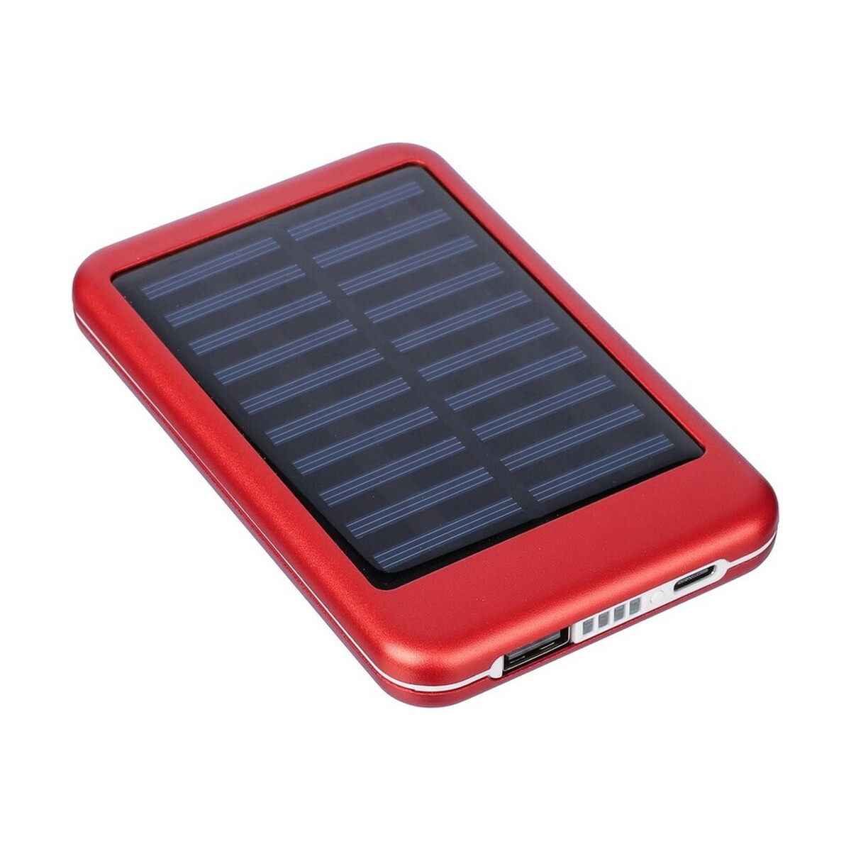 Powerbanki z logo – power bank 4000 mah z ładowarką słoneczną – czerwony VA274-05_AAA04 Power bank 4000 mAh z ładowarką słoneczną - czerwony VA274-05_AAA04