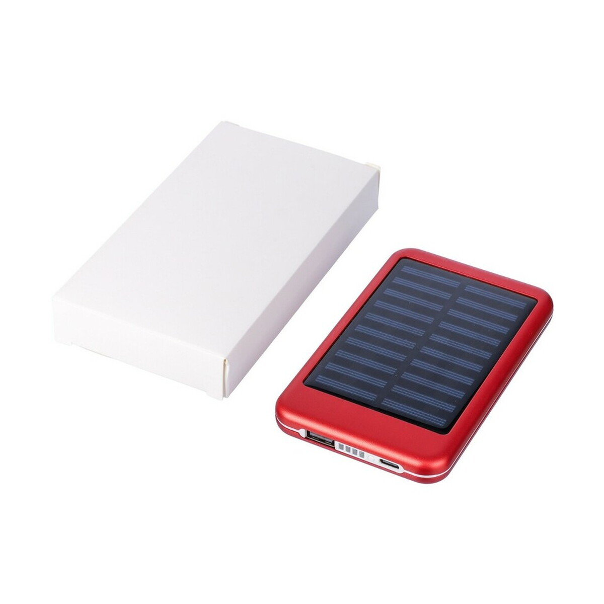 Powerbanki z logo – power bank 4000 mah z ładowarką słoneczną – czerwony VA274-05_AAA06 Power bank 4000 mAh z ładowarką słoneczną - czerwony VA274-05_AAA06