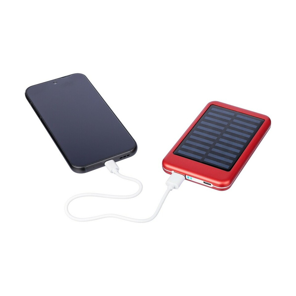 Powerbanki z logo – power bank 4000 mah z ładowarką słoneczną – czerwony VA274-05_AAA07 Power bank 4000 mAh z ładowarką słoneczną - czerwony VA274-05_AAA07