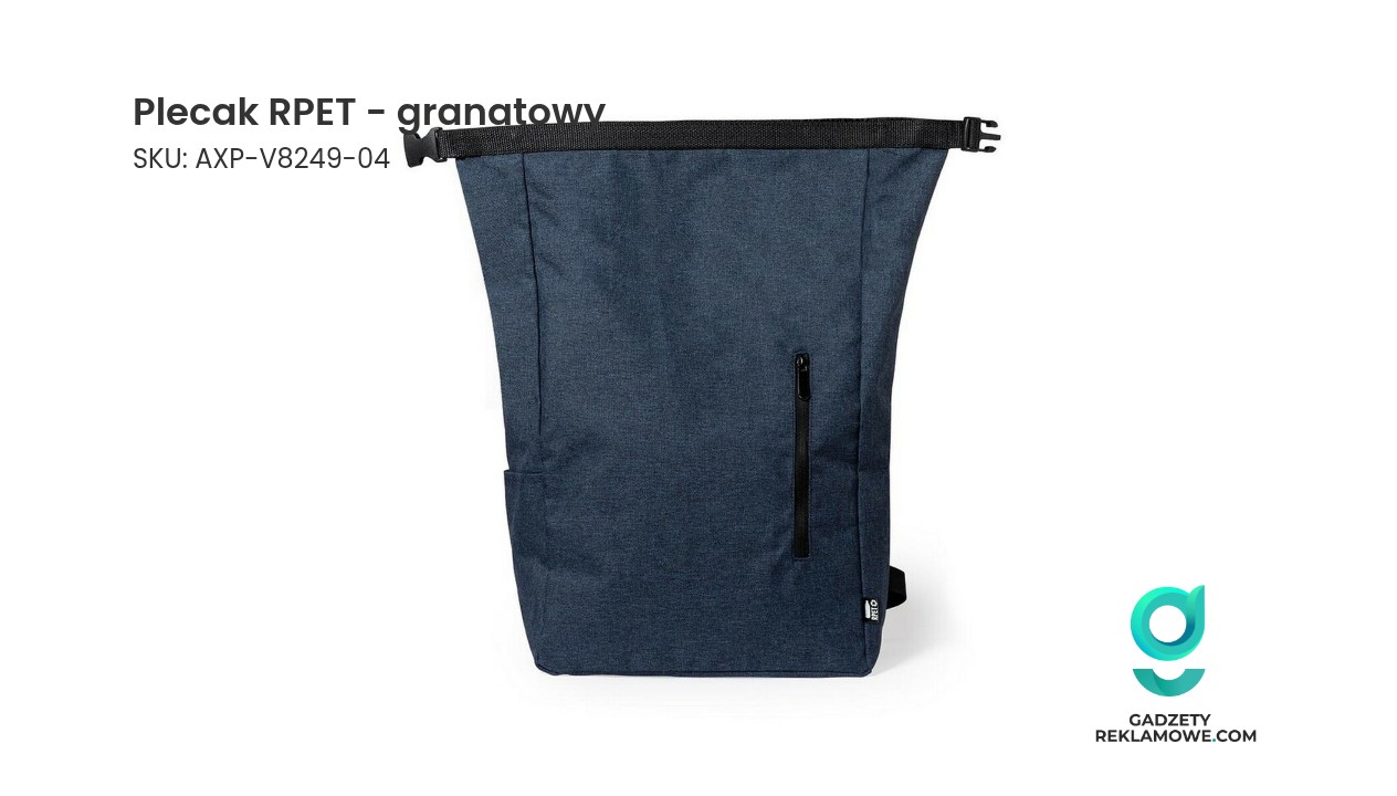 Plecak RPET - granatowy Granatowy plecak z materiału RPET