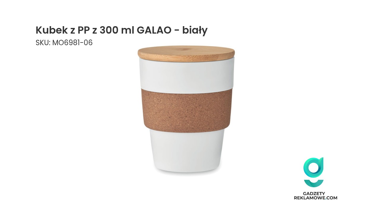 Kubek z PP z 300 ml GALAO - biały Biały kubek GALAO o pojemności 300 ml wykonany z PP