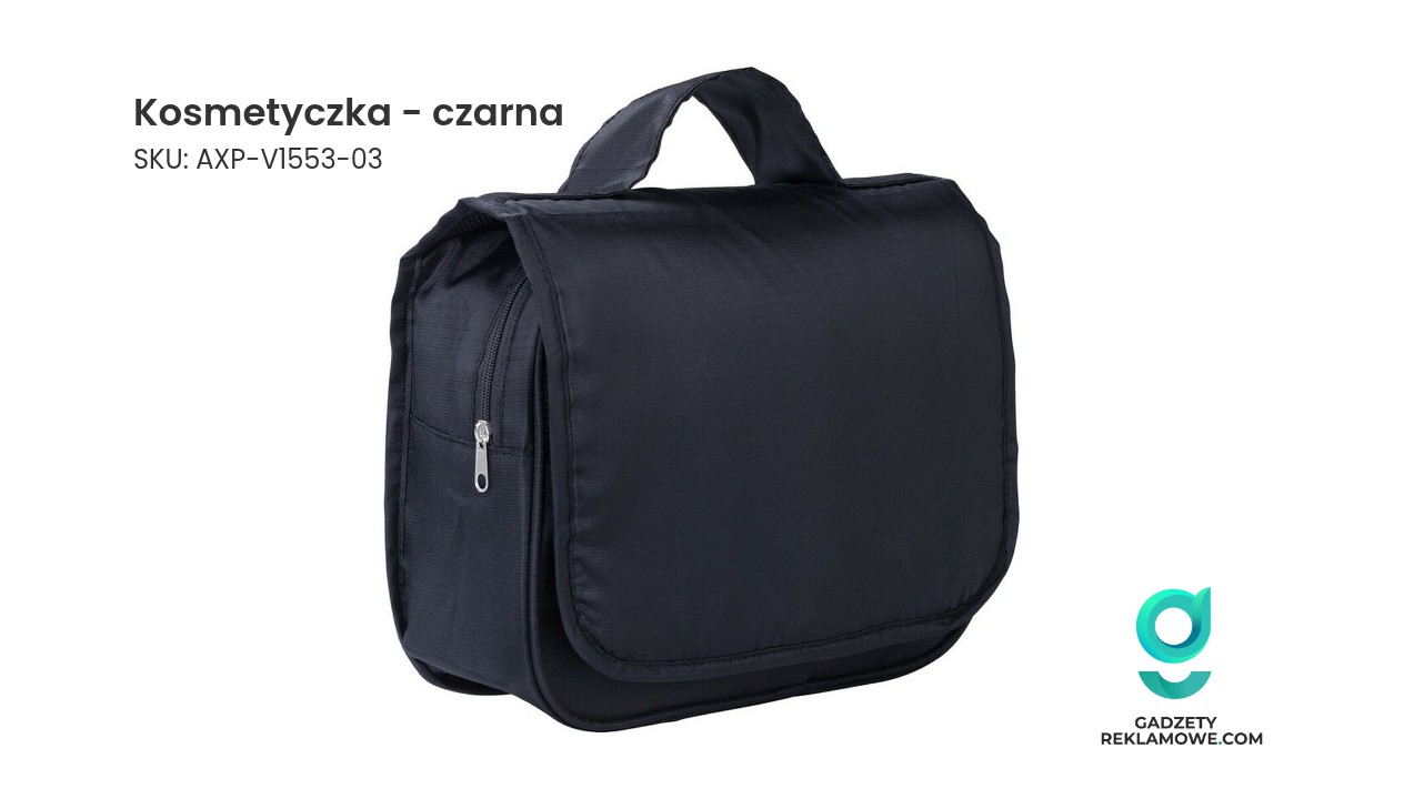 Czarna kosmetyczka z eleganckiego materiału