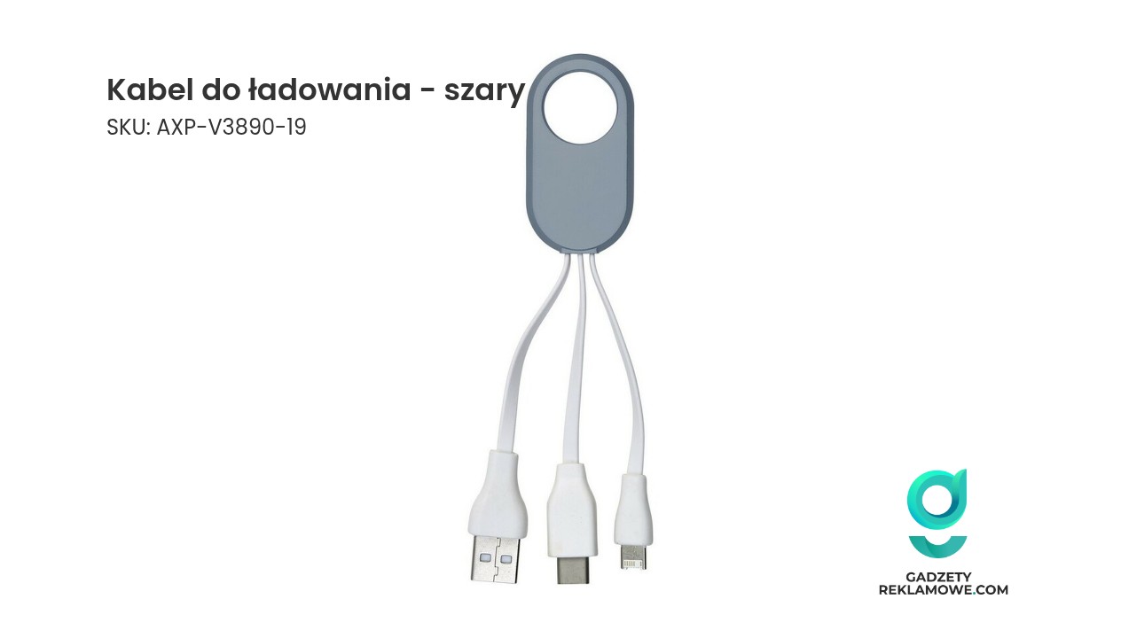 Kabel do ładowania - szary Kabel do ładowania w kolorze szarym