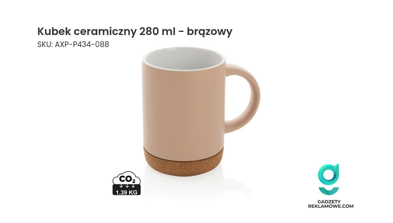 Kubek ceramiczny 280 ml w kolorze brązowym