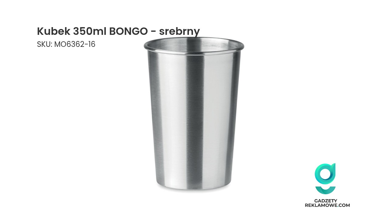 Kubek 350ml BONGO - srebrny Kubek BONGO o pojemności 350 ml koloru srebrnego