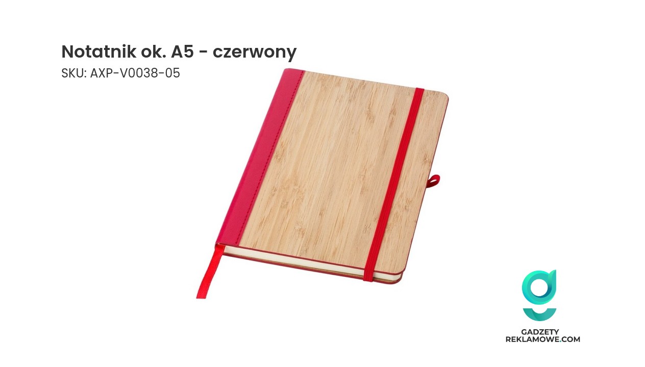 Notatnik ok. A5 - czerwony Czerwony notatnik w rozmiarze około A5