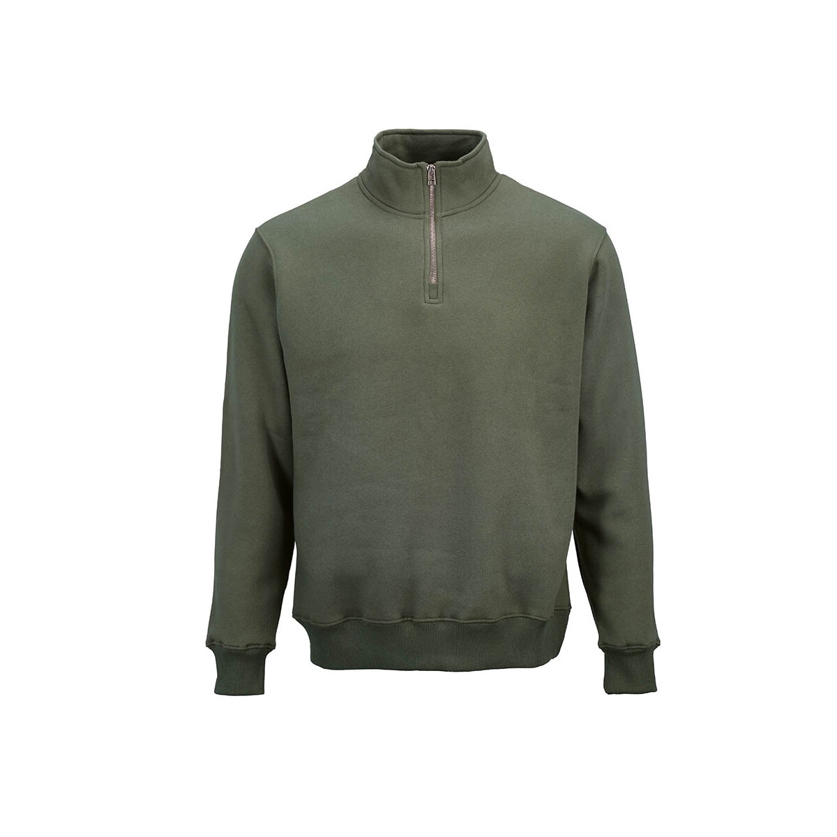 Malibu 1/4 zipper sweatshirt. Org. cotton, rCotton and rPET. Made in PT - Army green ASW005_149-front