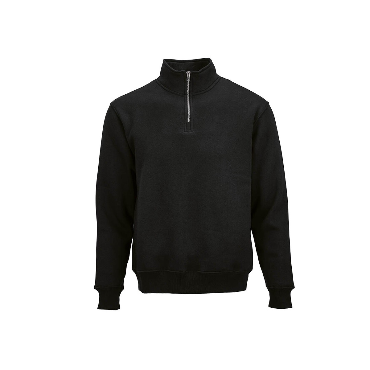 Malibu 1/4 zipper sweatshirt. Org. cotton, rCotton and rPET. Made in PT - Black ASW005_103-front