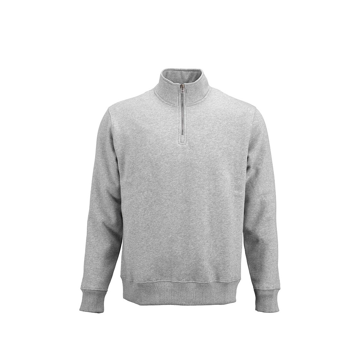 Malibu 1/4 zipper sweatshirt. Org. cotton, rCotton and rPET. Made in PT - Heather grey ASW005_163-front
