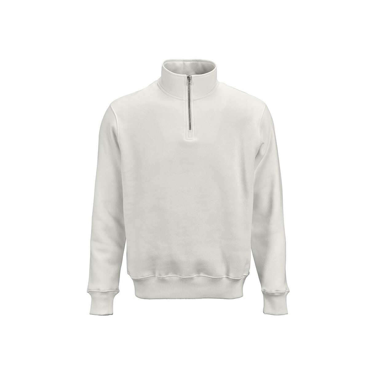 Malibu 1/4 zipper sweatshirt. Org. cotton, rCotton and rPET. Made in PT - Pastel white ASW005_116-front
