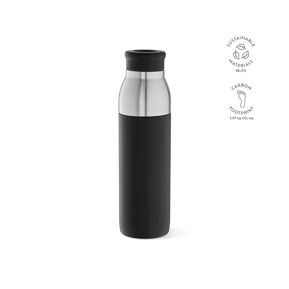 Butelki z logo – butelka colorado z recyklingowanej stali nierdzewnej 760 ml – czarna ABT039_103-kpi Butelka Colorado z recyklingowanej stali nierdzewnej 760 ml - Czarna ABT039_103-kpi