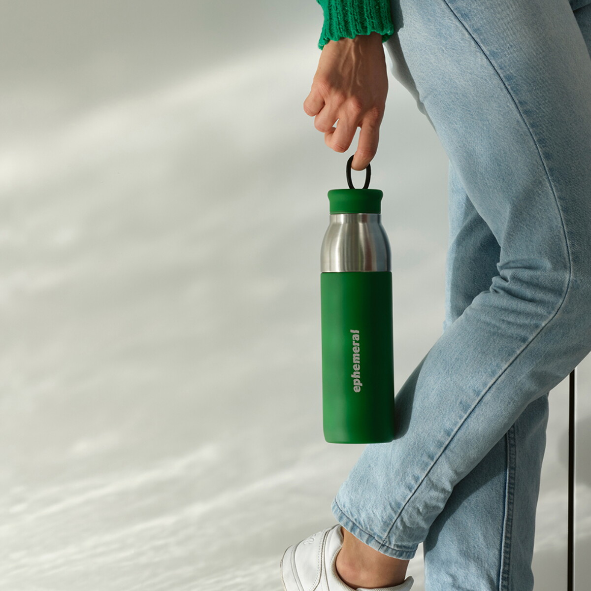 Butelki z logo – butelka colorado z recyklingowanej stali nierdzewnej 760 ml – zielona ABT039_109-logo Butelka Colorado z recyklingowanej stali nierdzewnej 760 ml - Zielona ABT039_109-logo