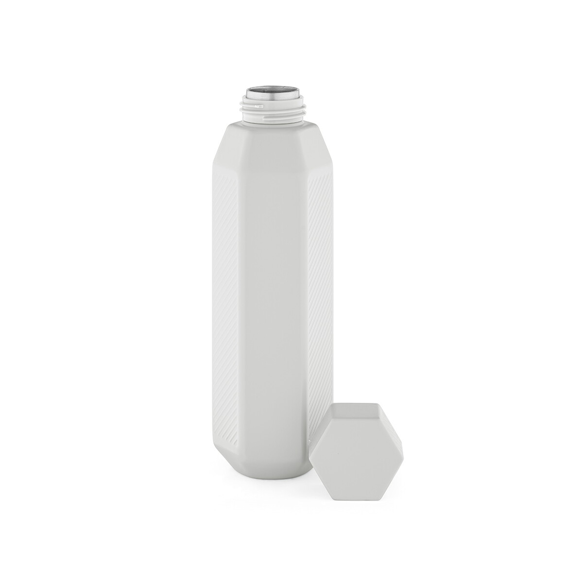 Butelki z logo – butelka hexagul z recyklingu stali nierdzewnej 530 ml – biała ABT006_106-A Butelka Hexagul z recyklingu stali nierdzewnej 530 ml - Biała ABT006_106-A