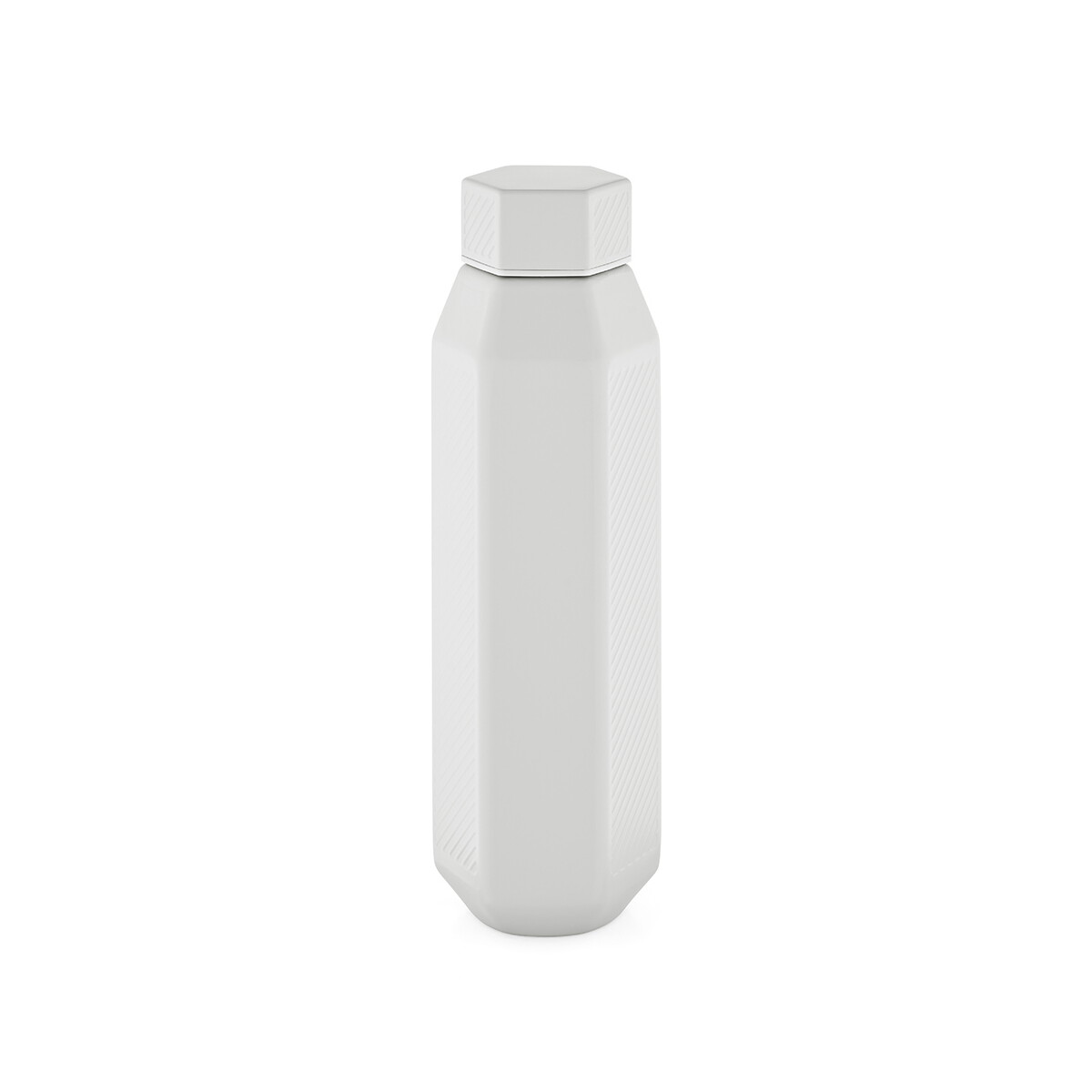 Butelki z logo – butelka hexagul z recyklingu stali nierdzewnej 530 ml – biała ABT006_106-back Butelka Hexagul z recyklingu stali nierdzewnej 530 ml - Biała ABT006_106-back