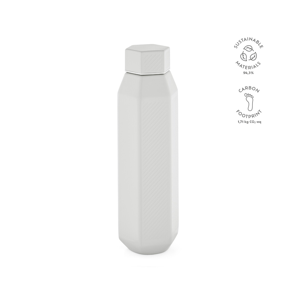 Butelki z logo – butelka hexagul z recyklingu stali nierdzewnej 530 ml – biała ABT006_106-kpi Butelka Hexagul z recyklingu stali nierdzewnej 530 ml - Biała ABT006_106-kpi