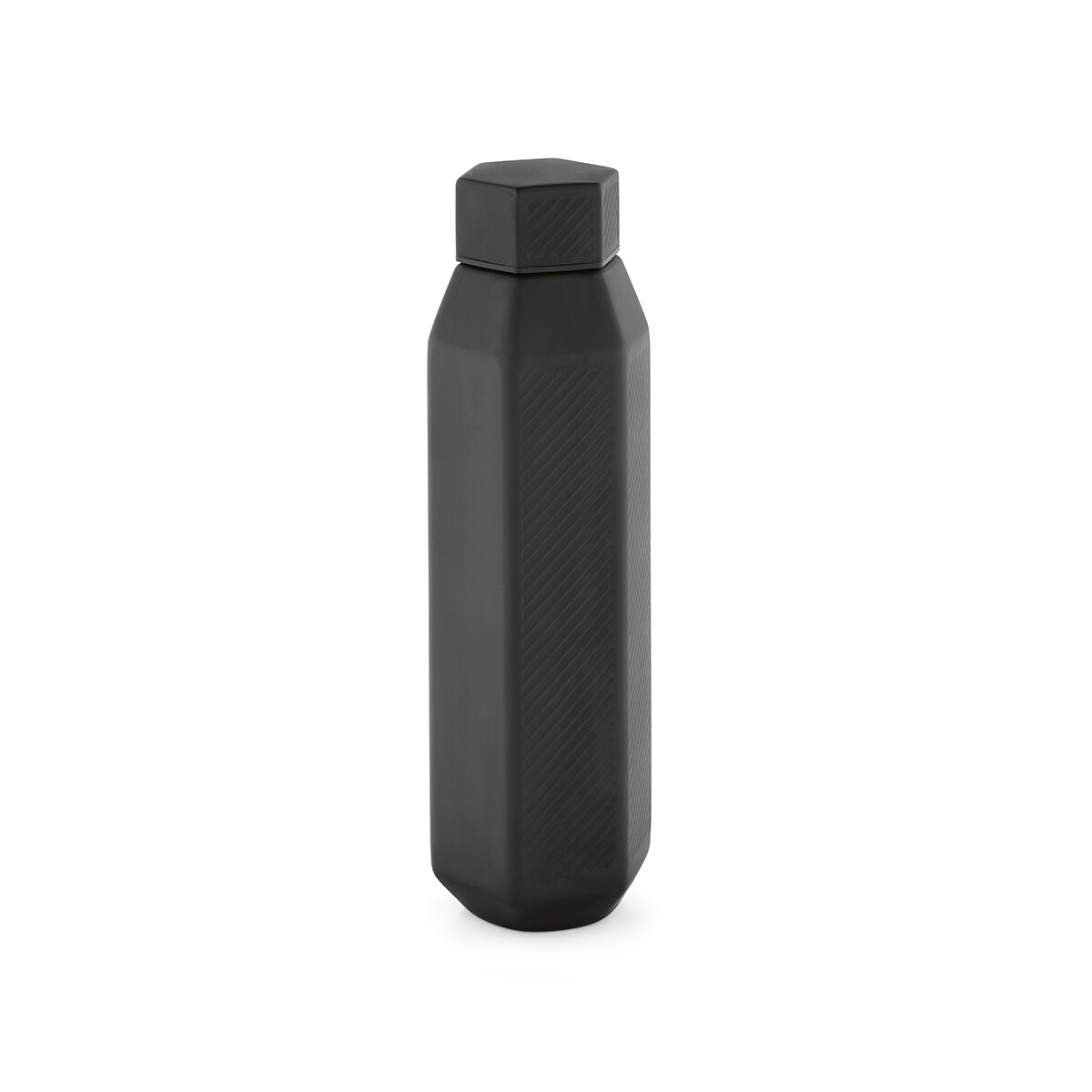 Butelki z logo – butelka hexagul z recyklingu stali nierdzewnej 530 ml – czarna ABT006_103 Butelka Hexagul z recyklingu stali nierdzewnej 530 ml - Czarna ABT006_103