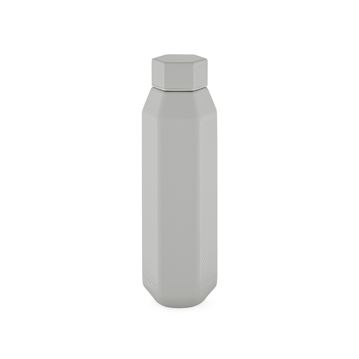 Butelki z logo – butelka hexagul z recyklingu stali nierdzewnej 530 ml – szara ABT006_113-back Butelka Hexagul z recyklingu stali nierdzewnej 530 ml - Szara ABT006_113-back