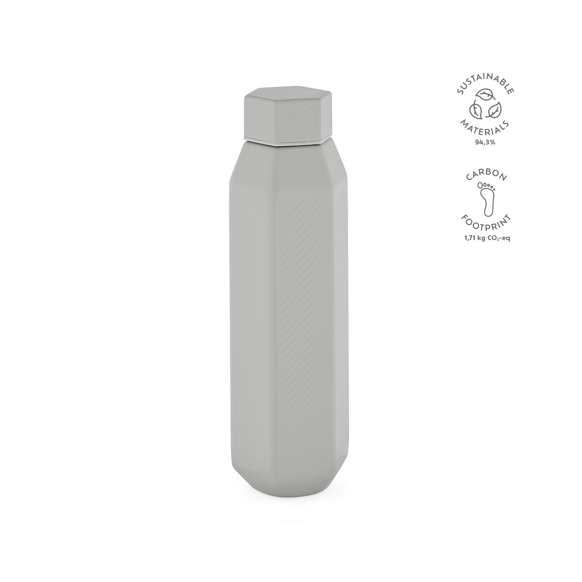 Butelki z logo – butelka hexagul z recyklingu stali nierdzewnej 530 ml – szara ABT006_113-kpi Butelka Hexagul z recyklingu stali nierdzewnej 530 ml - Szara ABT006_113-kpi