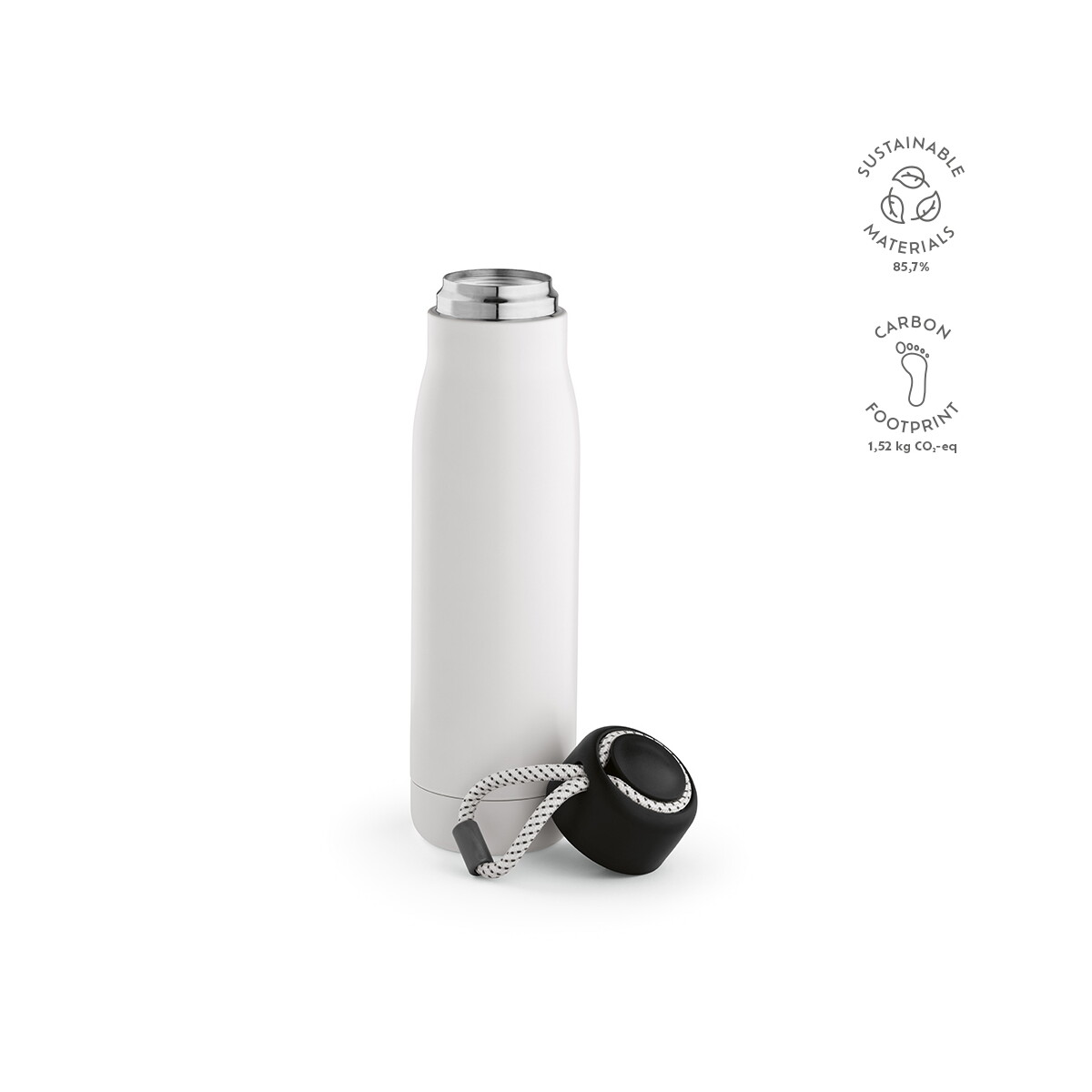 Butelki z logo – butelka lena ze stali nierdzewnej z recyklingu 570 ml – biała ABT018_106-kpi Butelka Lena ze stali nierdzewnej z recyklingu 570 ml - Biała ABT018_106-kpi