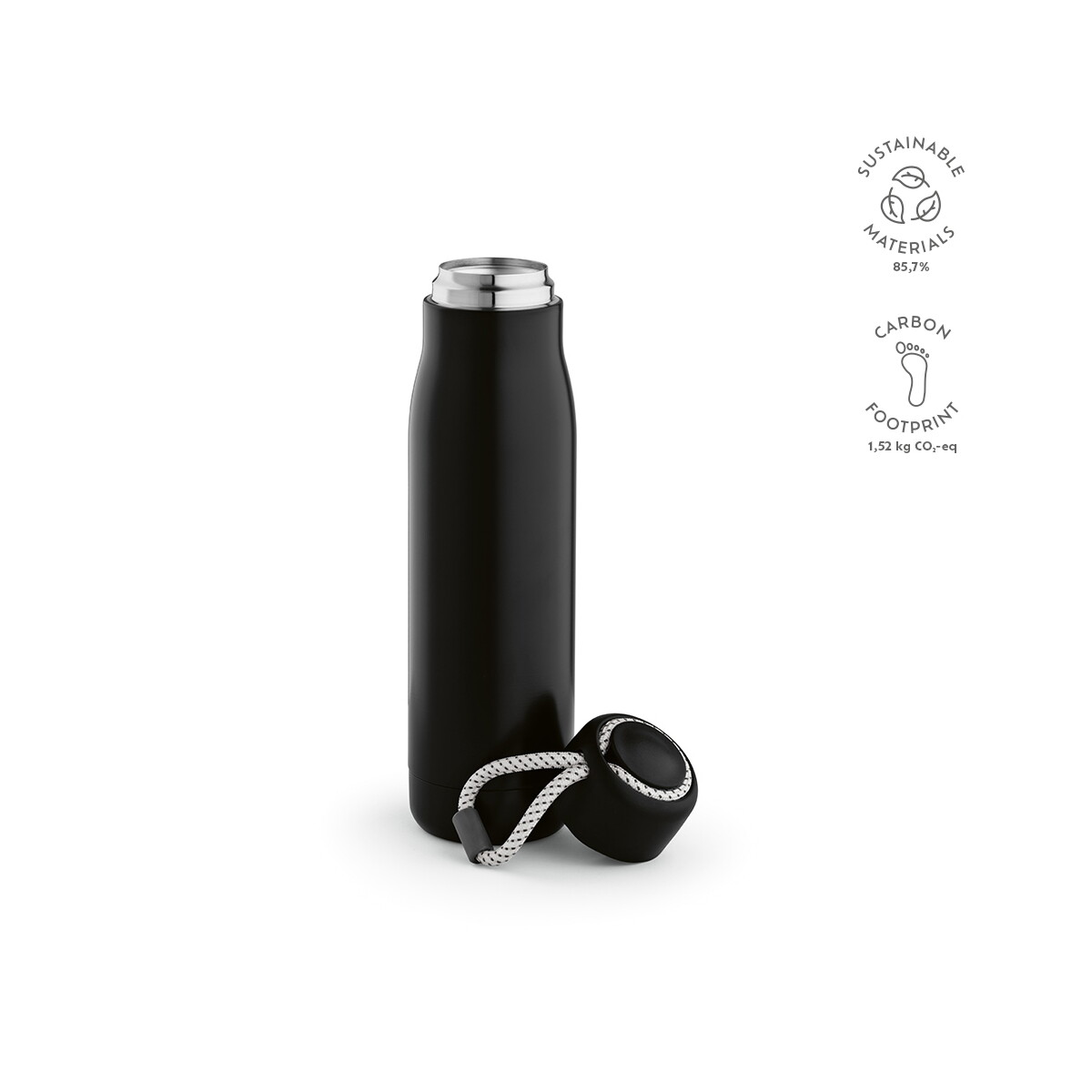 Butelki z logo – butelka lena ze stali nierdzewnej z recyklingu 570 ml – czarna ABT018_103-kpi Butelka Lena ze stali nierdzewnej z recyklingu 570 ml - Czarna ABT018_103-kpi